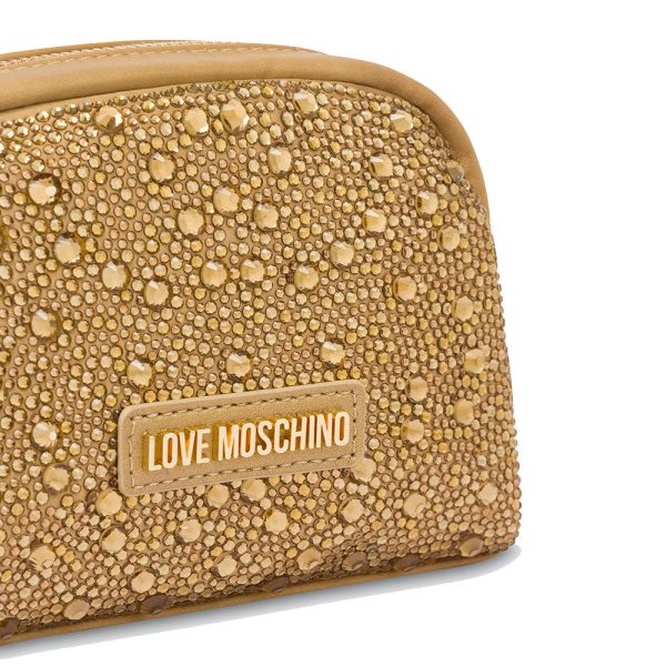 Beauty Case con Strass LOVE MOSCHINO linea Gift Capsule colore Oro Online now