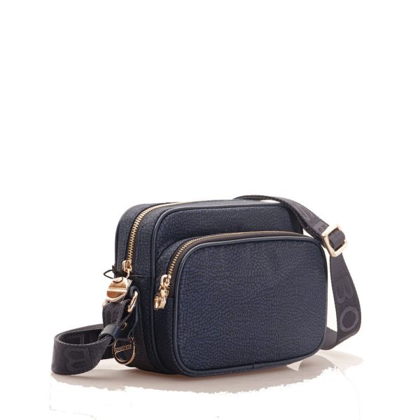 Borsa a Tracolla Small BORBONESE in Tessuto Riciclato stampa OP Blu Hot on Sale