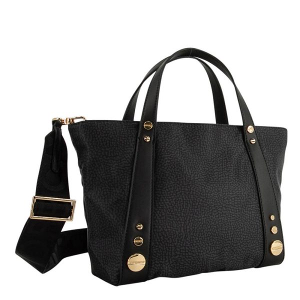 Borsa Donna a Mano BORBONESE linea Road Small in Nylon OP e Pelle Dark Black on Sale