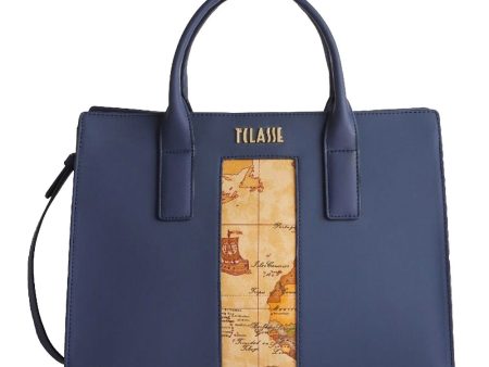 Borsa Donna a Mano 1A Classe Alviero Martini linea Geo Joy in Tessuto Gommato Blu GZ30 For Discount