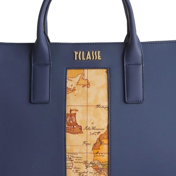 Borsa Donna a Mano 1A Classe Alviero Martini linea Geo Joy in Tessuto Gommato Blu GZ30 For Discount