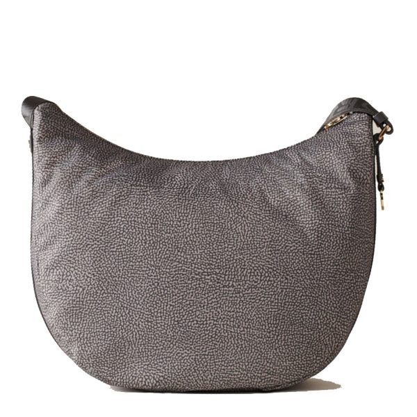 Borsa a Tracolla BORBONESE Luna Bag Medium linea Jet Op in Tessuto Colore Clay Grey Online now