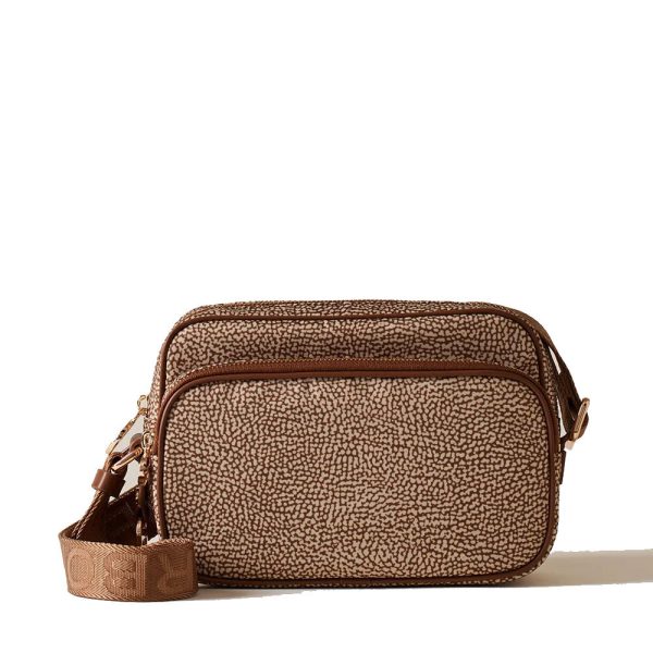 Borsa a Tracolla Small BORBONESE in Tessuto Riciclato stampa OP Beige Brown For Discount