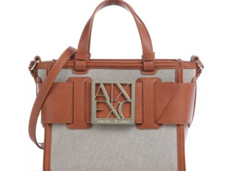 Borsa Donna a Mano con Tracolla ARMANI EXCHANGE colore Cuoio Misura Piccola Sale