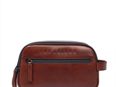 Beauty Case Uomo THE BRIDGE linea Damiano in Pelle Marrone Online Sale