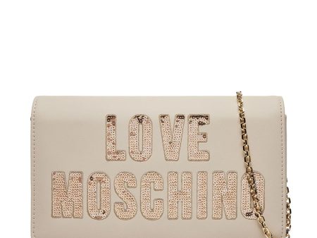 Clutch Donna con Tracolla LOVE MOSCHINO linea Sparkling Logo Avorio Fashion