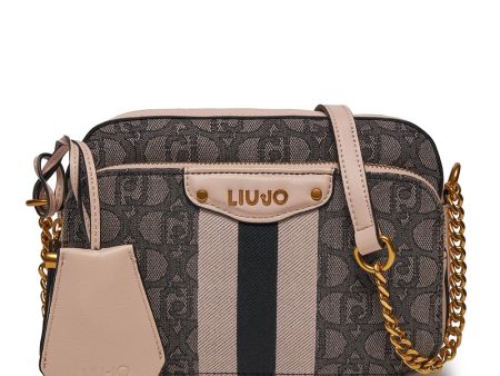 Borsa a Tracolla LIU JO in Tessuto con Logo Jacquard Nero Sale