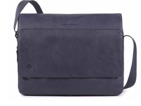 Messenger Porta Pc 14  e Porta Tablet PIQUADRO in Pelle Blu Linea Black Square - CA4639B3 Discount