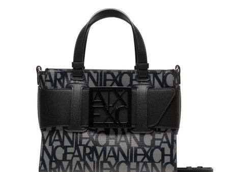 Borsa Donna a Mano con Tracolla ARMANI EXCHANGE colore Beige - Black Misura Piccola Online Sale