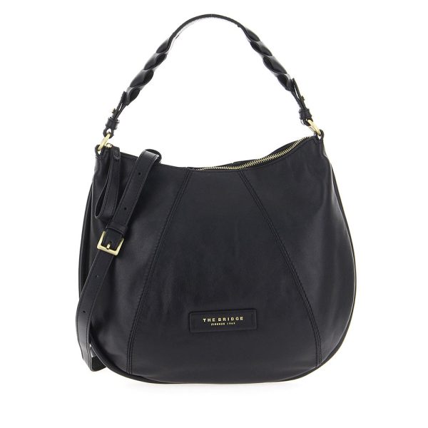 Borsa Donna Hobo con Tracolla THE BRIDGE linea Brigida in Pelle Nera Sale