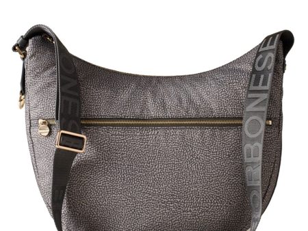 Borsa a Tracolla BORBONESE Luna Bag Medium linea Jet Op in Tessuto Colore Clay Grey Online now