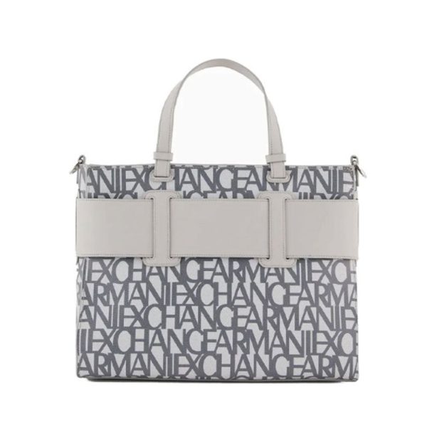 Borsa Donna a Mano ARMANI EXCHANGE colore Off White - Grey Misura Grande Online Sale