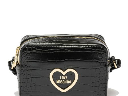 Borsa a Tracolla LOVE MOSCHINO linea Croco Print colore Nero on Sale