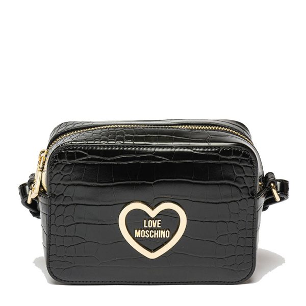 Borsa a Tracolla LOVE MOSCHINO linea Croco Print colore Nero on Sale