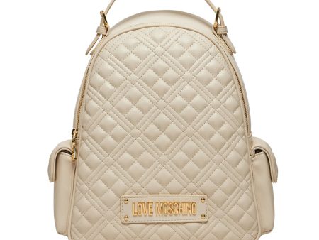 Zaino Donna Trapuntato con Tasche LOVE MOSCHINO linea Love Lettering Avorio Cheap