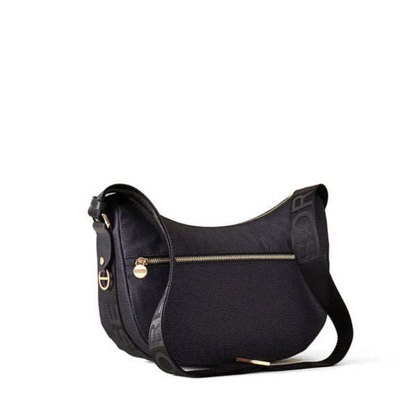 Borsa a Tracolla BORBONESE Luna Bag Mini linea Jet Op in Nylon Colore Dark Black Sale