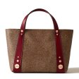 Borsa Donna a Mano BORBONESE linea Road Small in Tela Rivestita OP e Pelle Rosso Borgogna Fashion