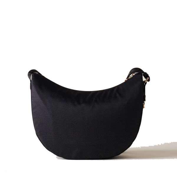 Borsa a Tracolla BORBONESE Luna Bag Middle in Tessuto OP Dark Black Online Hot Sale