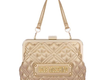 Borsa Donna a Mano con Chiusura a Scatto LOVE MOSCHINO linea Shiny Quilted Oro Online now