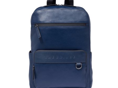 Zaino Uomo THE BRIDGE linea Damiano in Pelle Blu Online now