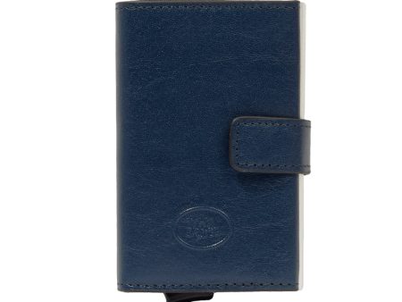 Porta Carte con Clip THE BRIDGE linea Story in Pelle Blu con RFID on Sale