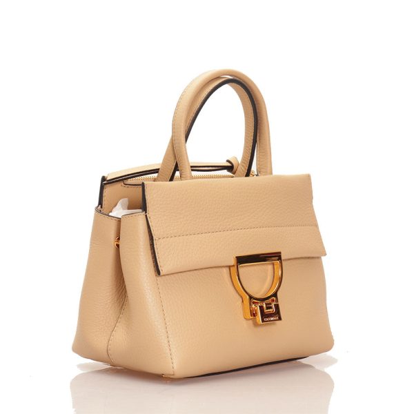 Borsa Donna a Mano COCCINELLE in Pelle linea Arlettis Colore Fresh Beige Misura Piccola For Cheap