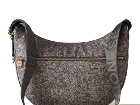 Borsa a Tracolla Middle BORBONESE Luna Bag linea Eco Line in Nylon Clay Grey Cheap