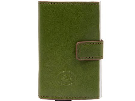 Porta Carte con Clip THE BRIDGE linea Story in Pelle Verde con RFID Online Hot Sale