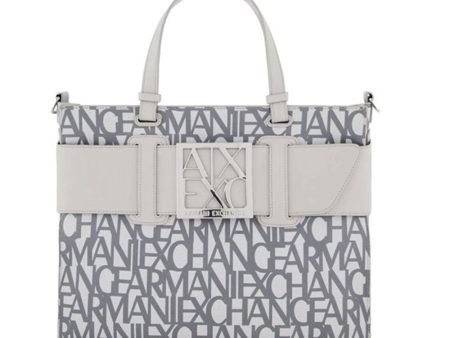 Borsa Donna a Mano ARMANI EXCHANGE colore Off White - Grey Misura Grande Online Sale