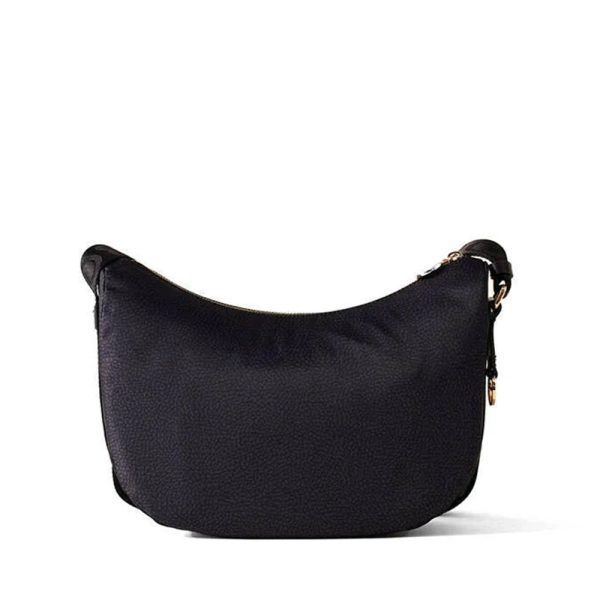 Borsa a Tracolla BORBONESE Luna Bag Mini linea Jet Op in Nylon Colore Dark Black Sale