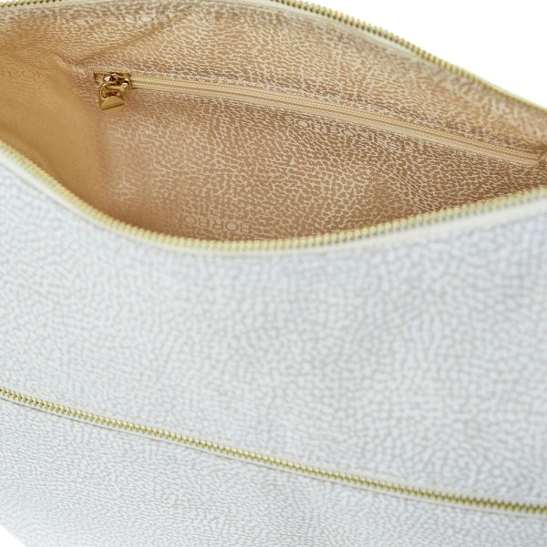 Borsa a Tracolla BORBONESE Luna Bag Medium linea Jet Op in Tessuto Color Ghiaccio Online now