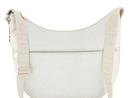 Borsa a Tracolla BORBONESE Luna Bag Medium linea Jet Op in Tessuto Color Ghiaccio Online now