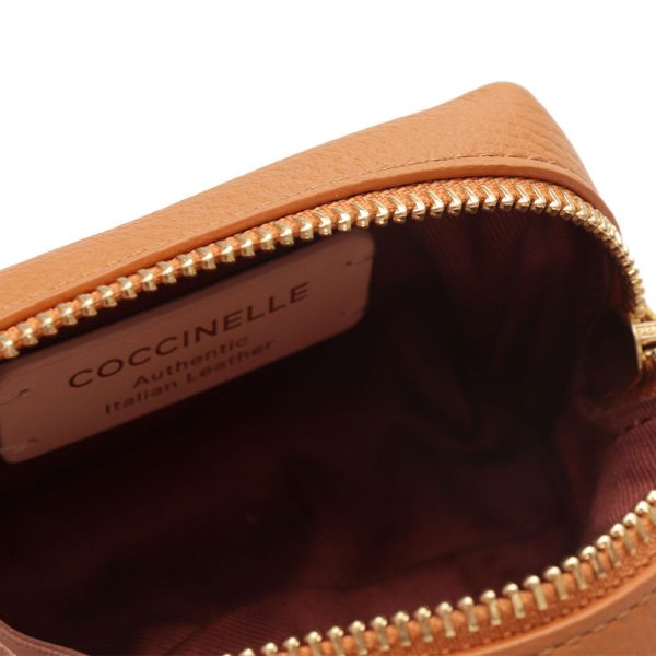 Beauty Case Piccolo COCCINELLE in Pelle Caramel Chiuso con Zip Discount