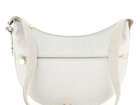 Borsa a Tracolla BORBONESE Luna Bag Middle linea Jet Op in Tessuto Color Ghiaccio Online Hot Sale