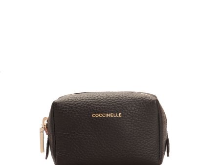 Beauty Case Piccolo COCCINELLE in Pelle Nera Chiuso con Zip Sale