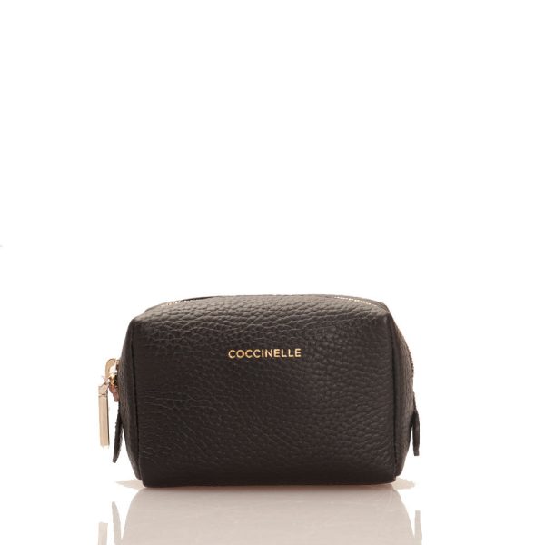 Beauty Case Piccolo COCCINELLE in Pelle Nera Chiuso con Zip Sale