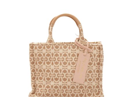 Borsa Donna a Mano COCCINELLE in Tessuto e Pelle Linea Never Without Bag Natural - Toasted Misura Piccola For Discount