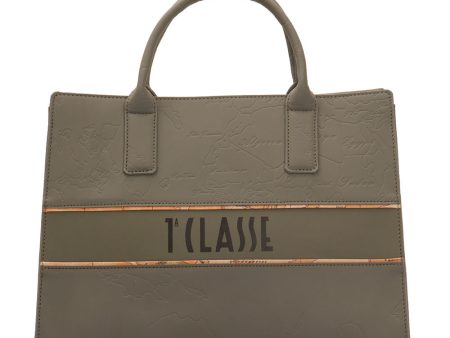 Borsa Donna a Mano 1A Classe Alviero Martini linea Dolomite Map in Tessuto Gommato Grey Green GU25 Online now