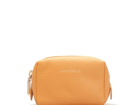 Beauty Case Piccolo COCCINELLE in Pelle Apricot Chiuso con Zip Supply