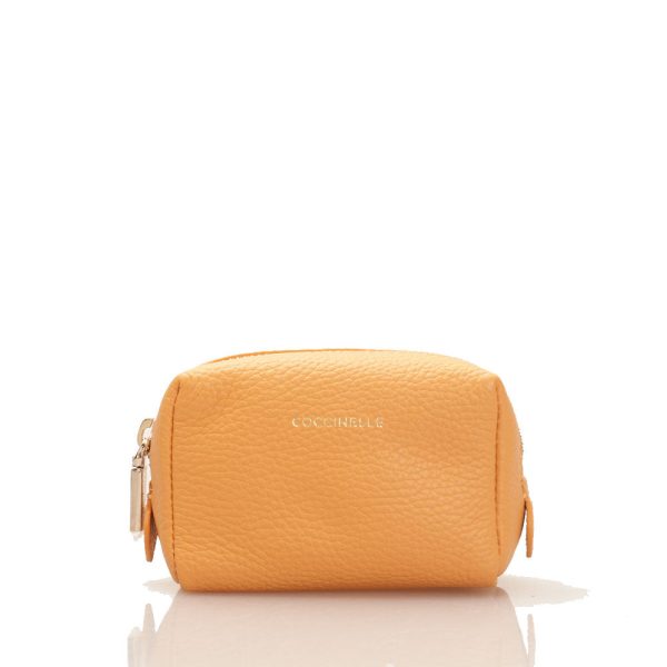 Beauty Case Piccolo COCCINELLE in Pelle Apricot Chiuso con Zip Supply