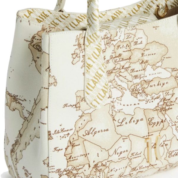 Borsa Donna a Mano 1A Classe Alviero Martini linea Geo Blanco in Canvas stampa Geo White GV32 For Sale