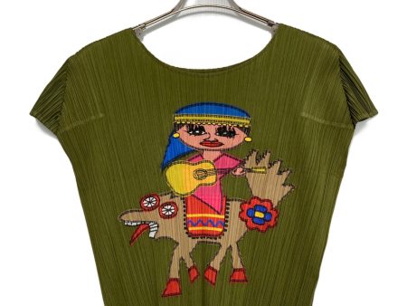 [Pre-owned] PLEATS PLEASE 3D Embroidery Girl & Dog Blouse PP03-JK841 Supply